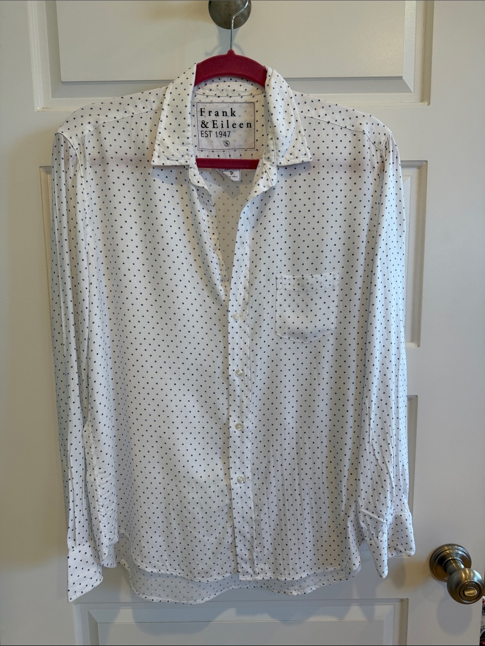 Frank & Eileen White Shirt with Blue Dots